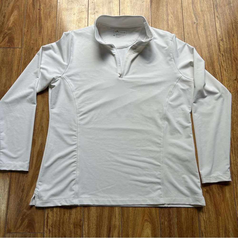 Peter Millar White Performance Quarter Zip Lightw… - image 1